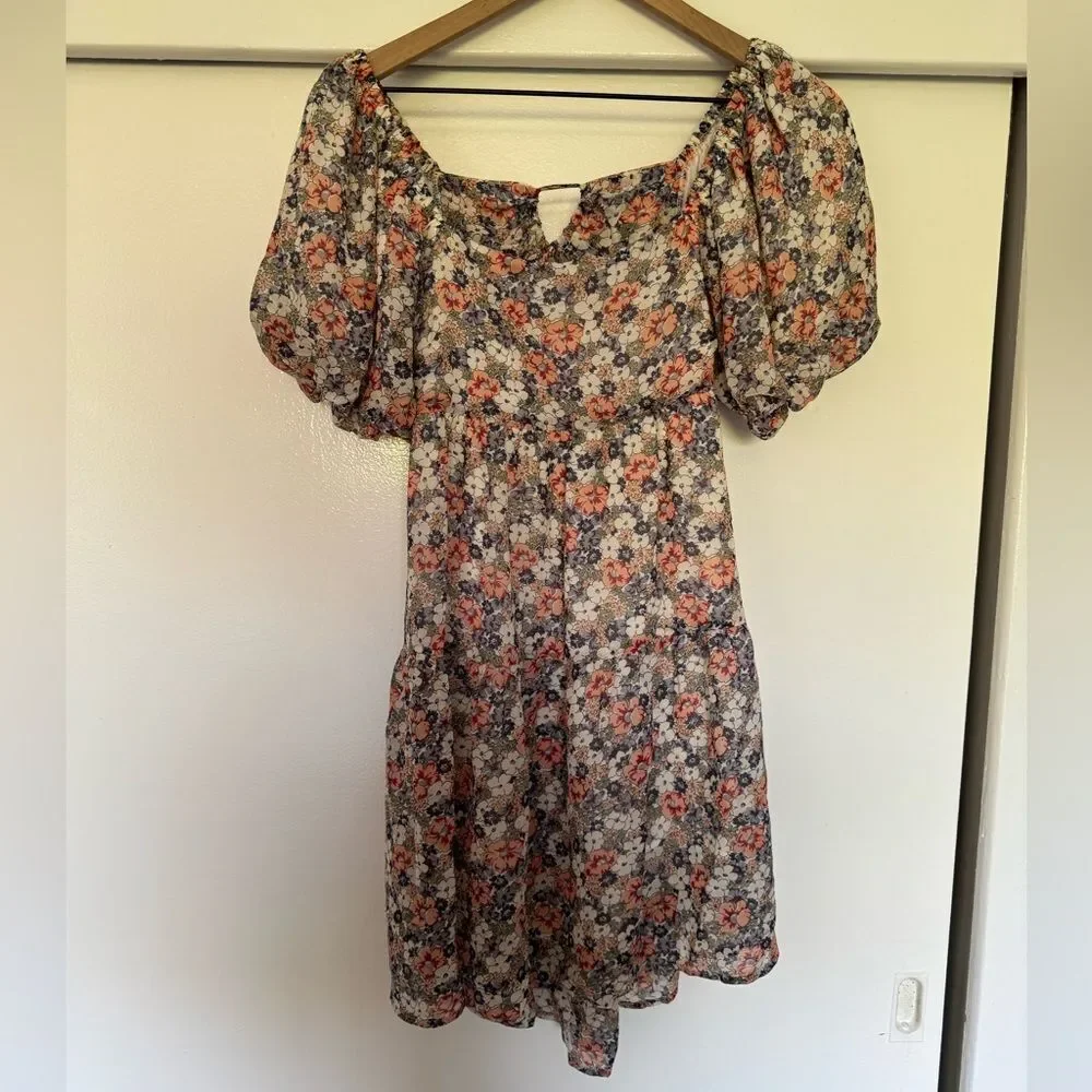 MINKPINK x Revolve Floral Puff Sleeve Sundress XS